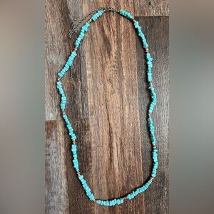 Premier Designs Turquoise Bead Necklace with Silver Spacers